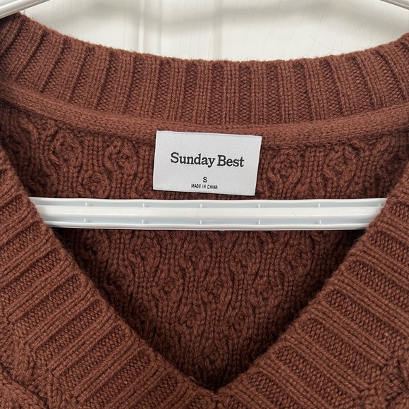 SOLD Sunday Best Peggy V Neck Sweater Cognac - Picture 3 of 5